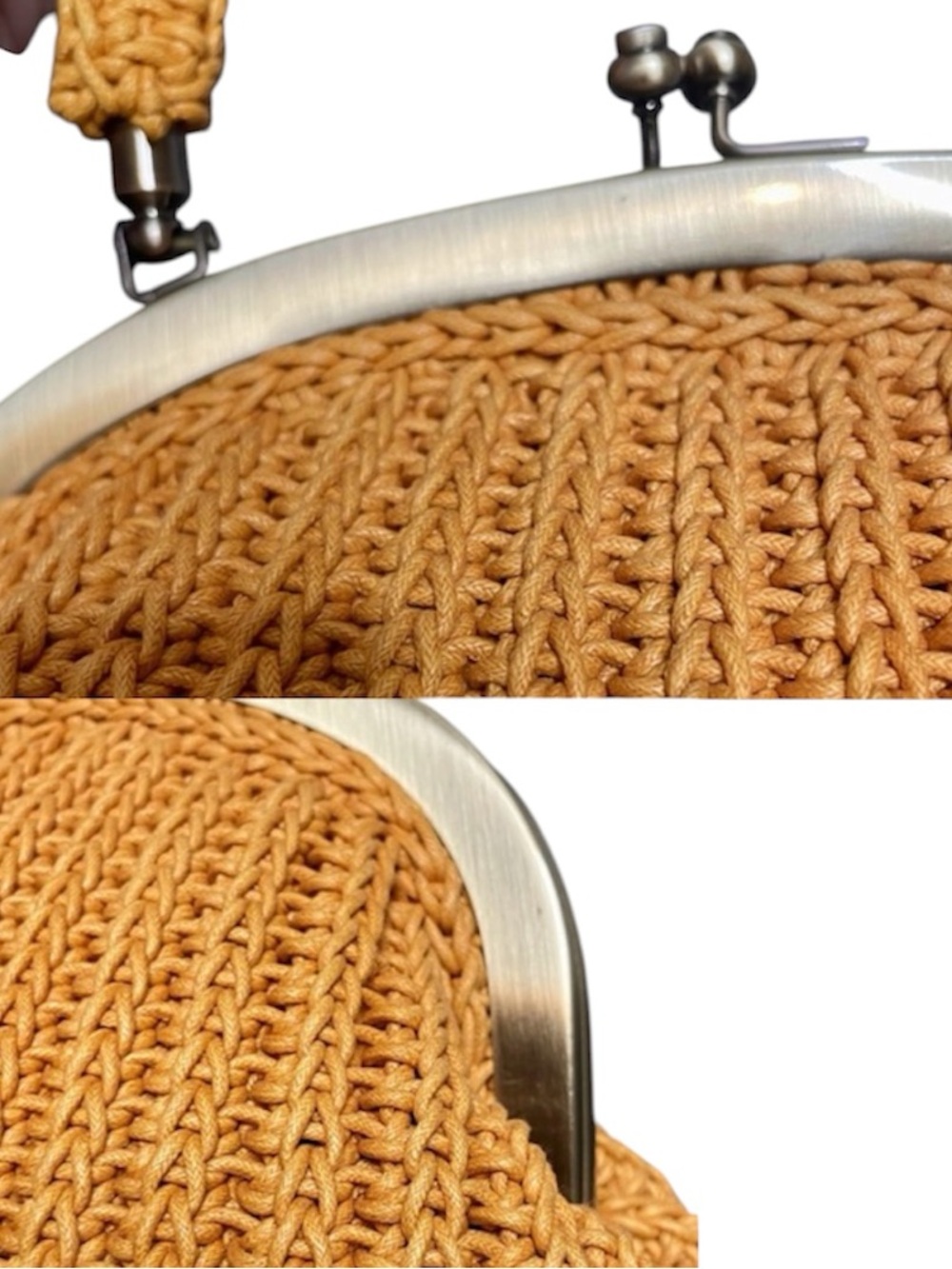 Patricia Nash Willow Woven Cotton Frame Top-Handle Crossbody Kisslock 2-Way Bag - Picture 9 of 9